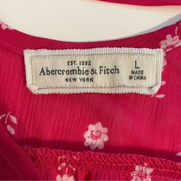 Abercrombie & Fitch Boho Pink Babydoll Strappy Sheer Flowy Shirt Top Size Large - Picture 3 of 8